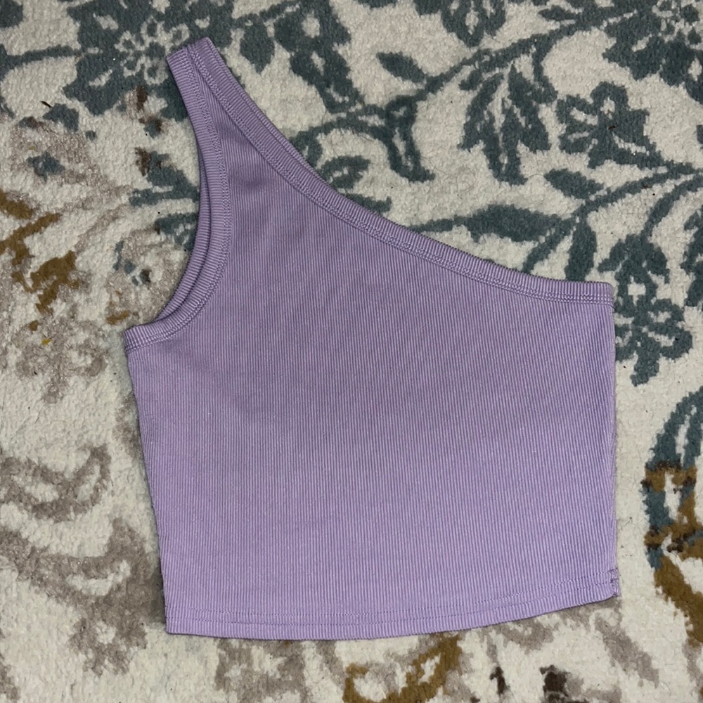 light purple one shoulder crop tanktop